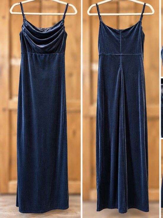 Revelry Dresses & Skirts - Revelry Skye Navy Velvet Cowl Neck Bridesmaid Maxi Dress Size 6